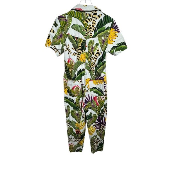 Farm Rio Women’s Striped Forest Tropical Print Jumpsuit Size Small zip front - Picture 5 of 13